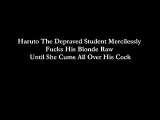 Hentai: Haruto, Perverted Student Fucks His Blonde Until She Cums