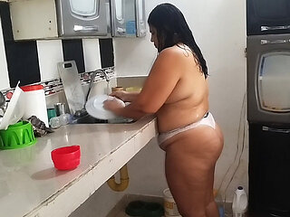 The Chubby Latina Likes to Be an Exhibitionist so the Neighbor Can See Her Ass