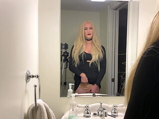 Blonde Crossdresser Flashes Panties