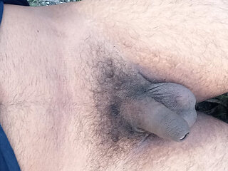 I showed my big black cock to my friend on the field