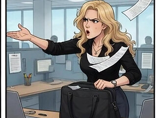 Spicy Cassandra has fun inside office