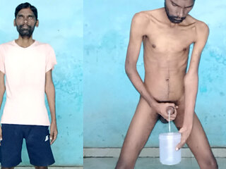 Rajesh Playboy 993 masturbating big cock and cumming in the jar. Handjob cumshot