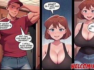 Hot GF with big tits seduces pizza guy during dinner disaster