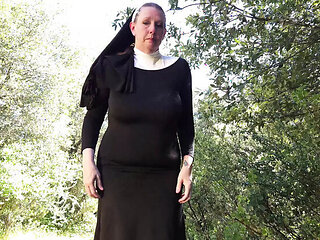 Grace Marie - Horny Mature MILF Nun Seduces with Big Natural Tits and Outdoor Blowjob
