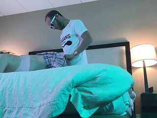 Frat College Boy Fucks Hot Trans Woman in Chastity Doggystyle