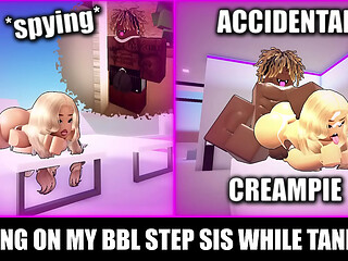 I Spy on My  THICK Stepsis While She'_s Tanning and I ACCIDENTALLY CREAMPIE HER (ROBLOX)