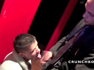 Two sexy twinks fucking in backroom