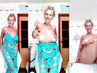 Funny Striptease of a Hot Housewife in the Kitchen