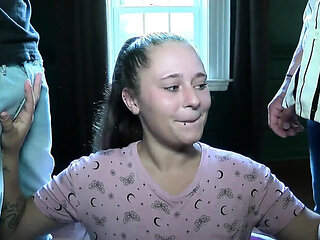 Amateur Blonde Teen Threesome with BBC - Creamed at Both Ends in Doggy & Missionary