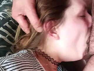 Real Amateur Homemade Bedside Blowjob: Cum Face &amp_ Swallow