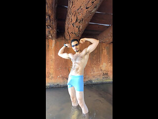 I took a shower in my underwear and got a hard-on