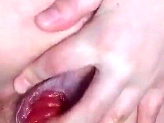Anal play and prolapse in black pantyhose