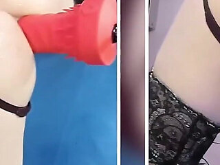 Big Dildo Anal Masturbation on the Fucking Machine