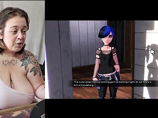 Gamer girl plays naughty adult games during tattooing interview