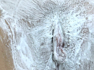 Very Close-up of Pussy Shaving with Trimmer and Razor!