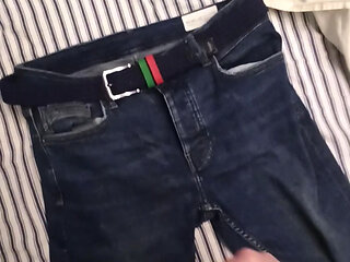 Cumming on friend's jeans