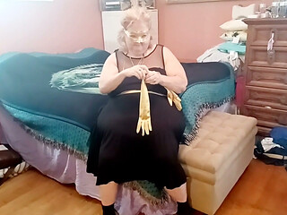 Satin Gold Gloves Fetish Play BBW Style