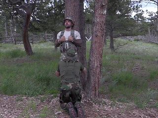 Jason Collins military hook-up in the woods!