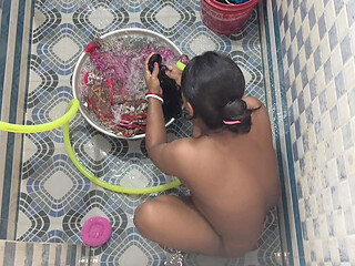 Hot bengali girl bathing