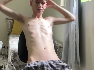 Skinny twink showing his body on tight speedo underwear