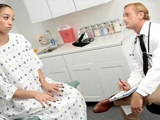 Lustful Ebony Teen Alexis Tae Gets Special Pussy Treatment from Muscular Doctor in Taboo Exam