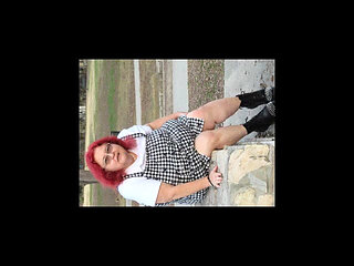 Hog warts Jumper and crazy spike boots in a local park flashing