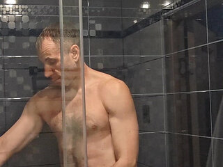 In the shower of the hotel