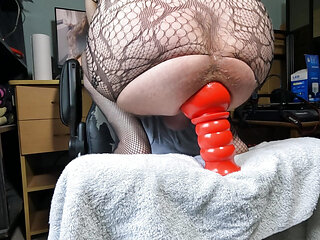 always anal pleasure with my huge dildo back view
