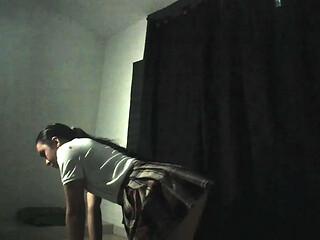 Schoolgirl Teen gives a sloppy blowjob and footjob for cash