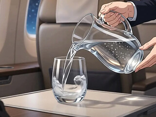 Horny flight attendants provide unexpected T&A during a quiet night of