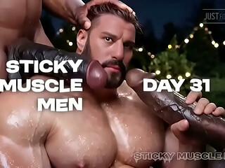Sticky Muscle Men Day 31 Preview, AI-Generated Muscle Guys, Big Dicks, Big Cum Loads