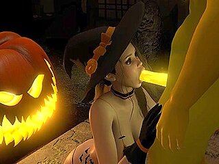 Sexy Witch Fucks The Pumpkin King On Halloween
