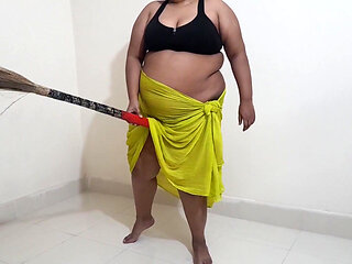 Desi Maid Gets Sexually Aroused While Sweeping the House and Has Sex with the Broom