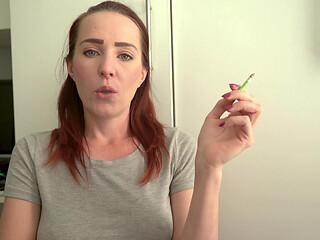 Cute Brunette Smoking in a Tight Top