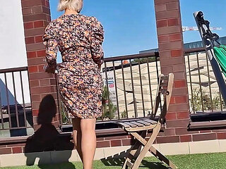 Glass Anal Dildo on the Roof Top - Part 1