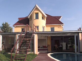 60 years old granny fucks in the garden