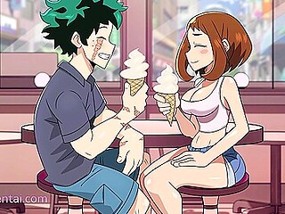 Uraraka x Deku: Accidental Pussy Creampie on the First Date (Anime Hentai)