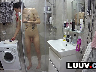 LUUV. Lucien, rushing for a date, takes a shower. Reality show cameras capture his real life