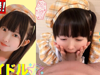 J-Idols give sweet blowjobs while getting their work done.