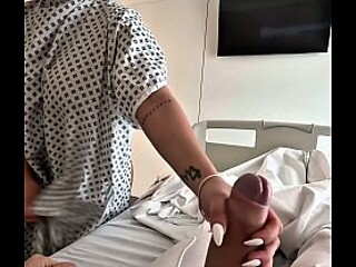 Hospital hottie gives a deepthroat blow job to the handsome stud before