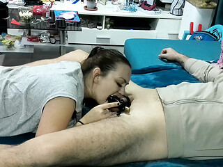 Stepmom dominates with a chaste cock
