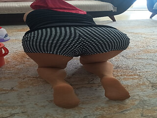 My big-buttocked, turbaned stepmother while cleaning