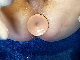 3 sessions with a long anal plug and a baseball in a row