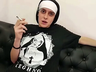 TECHNO NUN WITH CUM ON FACE LICK CROSS SMOKING FETISH PUSSY