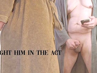 Caught Him Jerking Off & Helped Him Cum Fast on My Hairy Pussy - Amateur Homemade Quickie