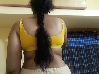 Indian Housewife Pushpa Valli Walks Alone at Home Showing Her Big Cute Ass