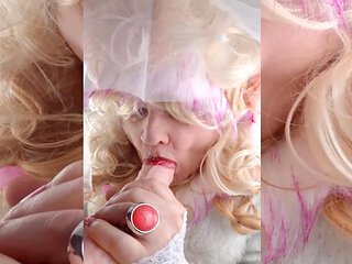 Transbride Cumcovered in Bridalchamber