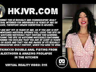Hotkinkyjo double anal fisting from AlexThorn &amp_ amazing prolapse in the kitchen