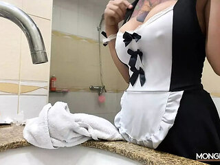 Busty Asian Maid Fucks Hard with 9 Inch Cock - Juicy Pussy Action