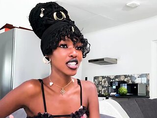 Petite ebony teen on first time casting